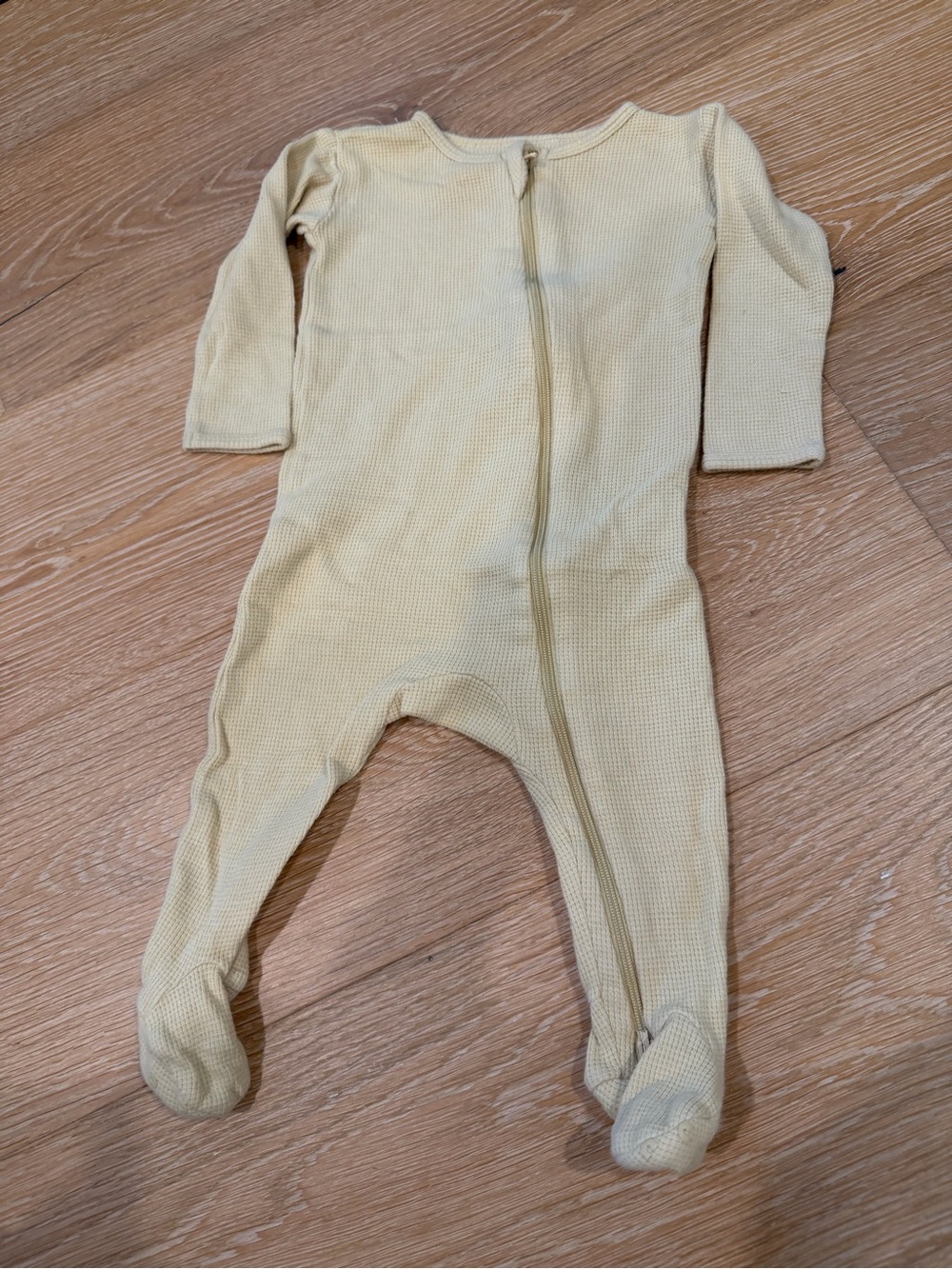 Quincy Mae Waffle Yellow Zip Up Pajama